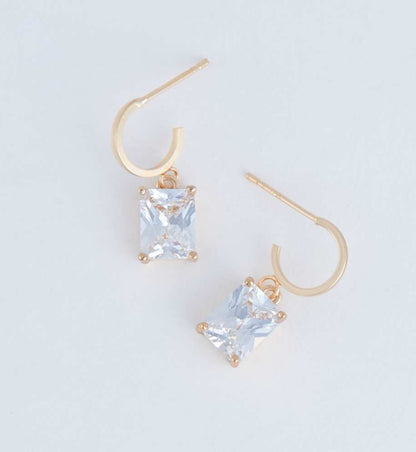 Earring Dazzler Square Gold or Silver