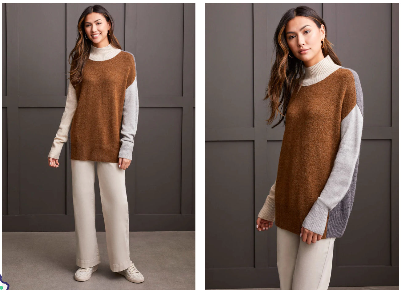 FINAL SALE
MOCK NECK COLORBLOCK SWEATER
