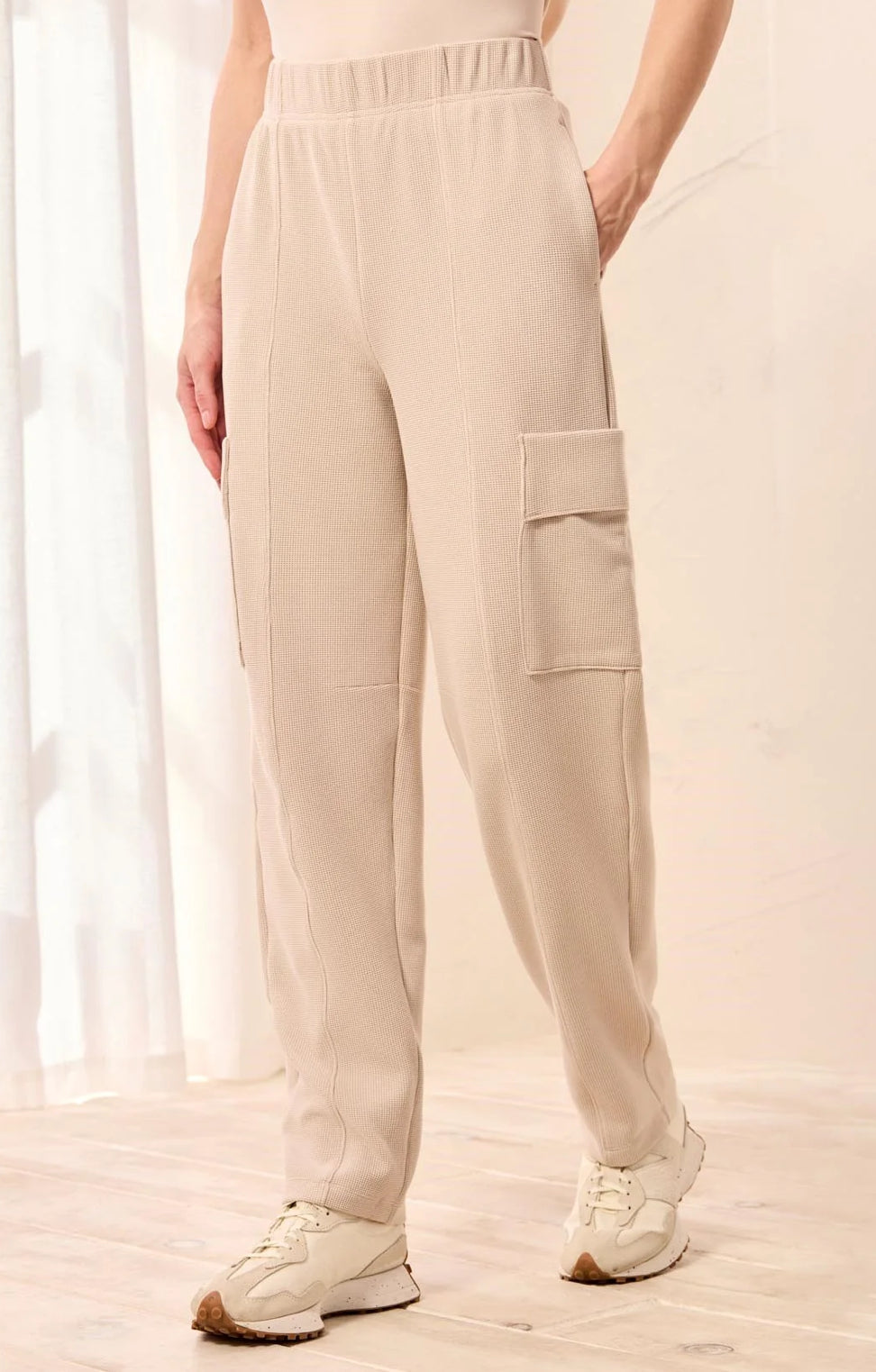 JOGGERS WAFFLE KNIT ELASTIC WAIST CARGO