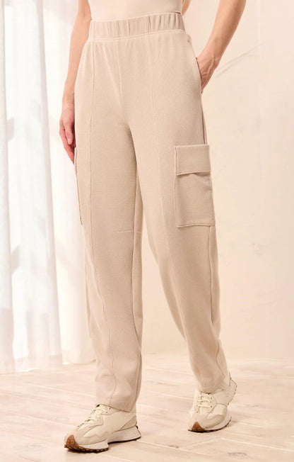 JOGGERS WAFFLE KNIT ELASTIC WAIST CARGO