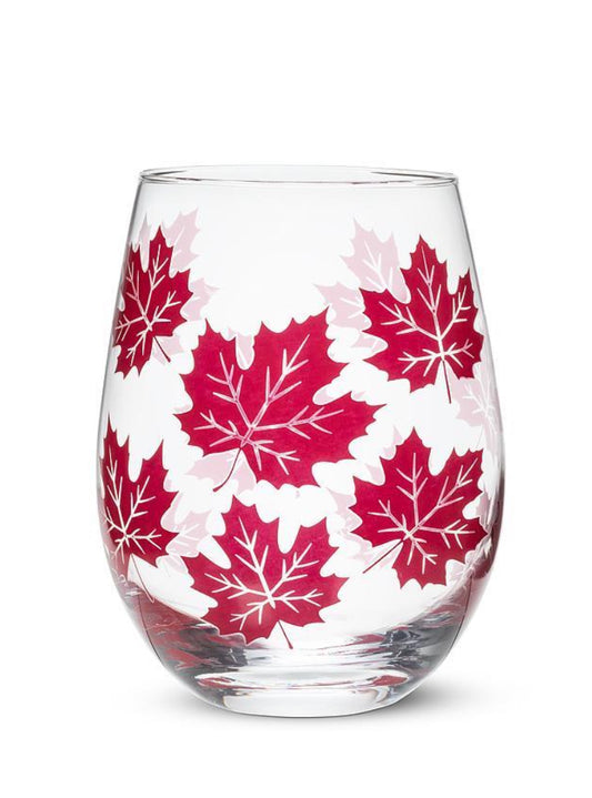 Maple Leaves Stemless Wine Glass