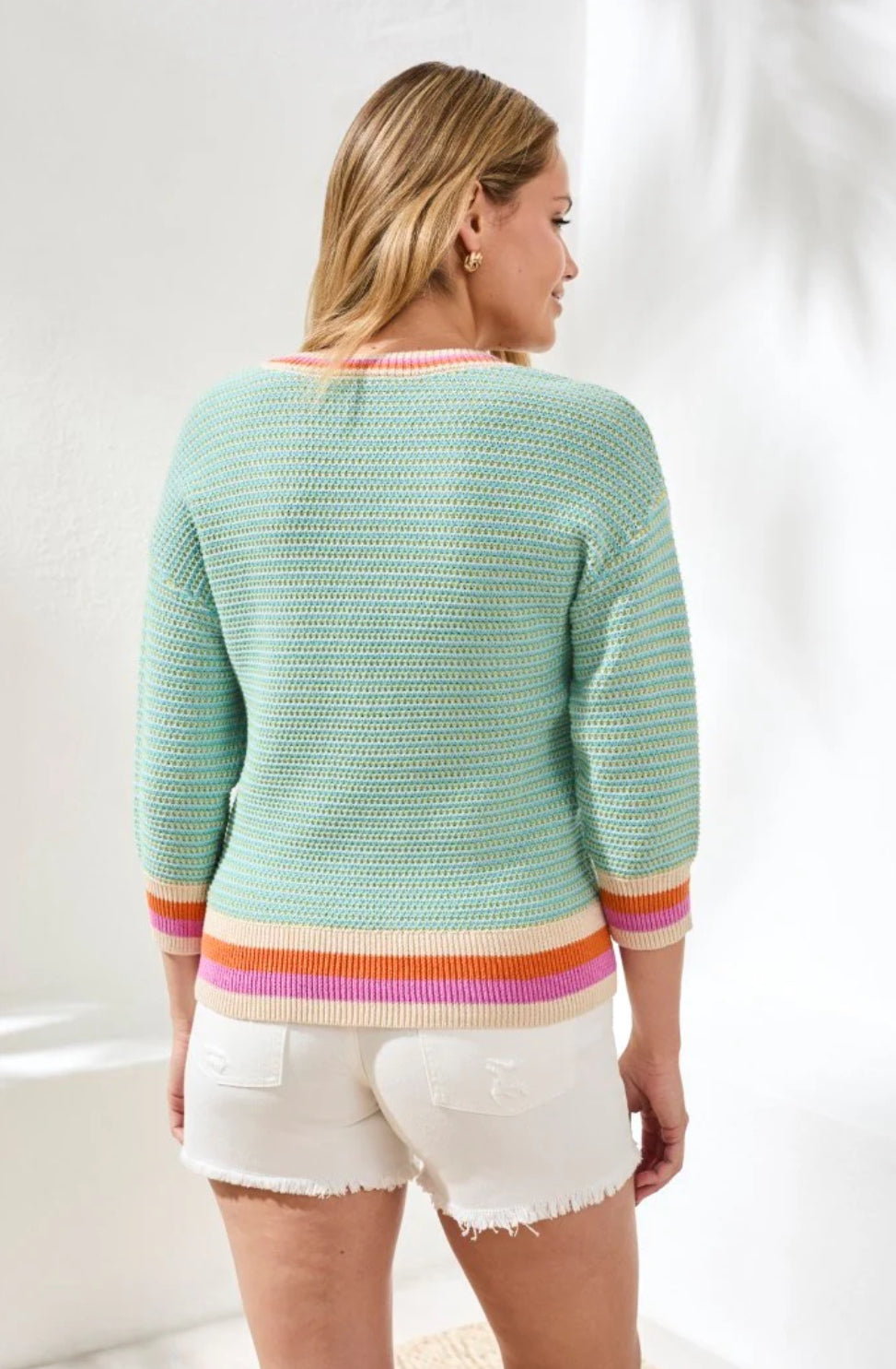 SWEATER SCOOP NECK COTTON STRIPE