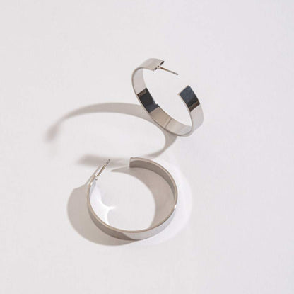 Earring 35mm Flat Hoop Gold or Silver