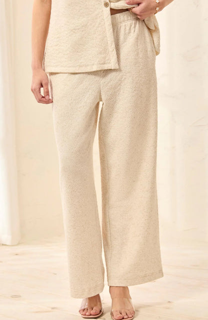 PANT PUCKERED KNIT WIDE LEG ANKLE