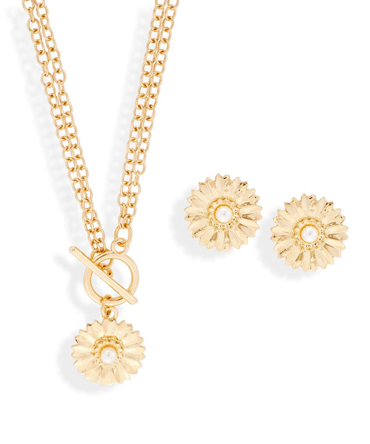 Necklace & Earring Set Gold Daisy
