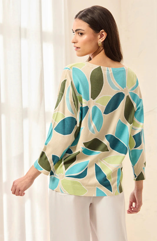 CREWNECK SWEATER SOFT YARN THREE-QUARTER SLEEVE