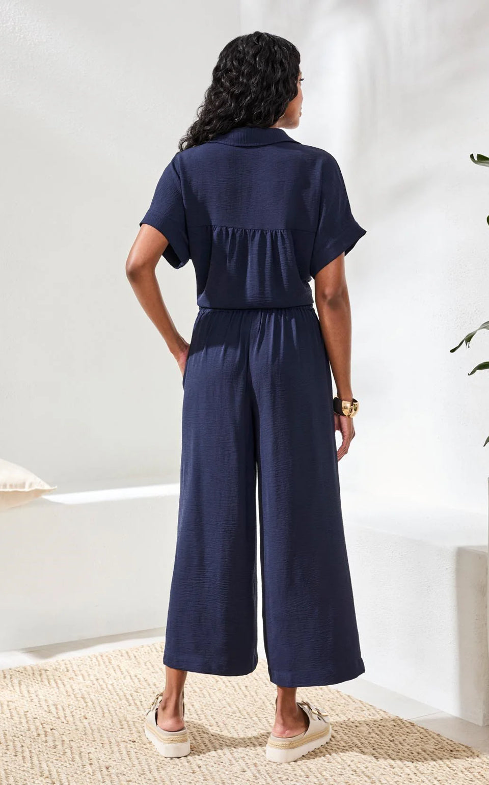AIRFLOW PLEATED PANTS WITH ELASTIC WAISTBAND
