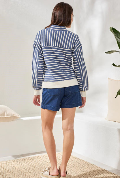 SHIRT DROP-SHOULDER FRENCH TERRY POPOVER WITH METAL RING DETAIL