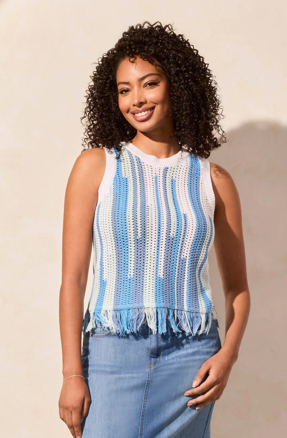 FRINGE COTTON SWEATER CAMI