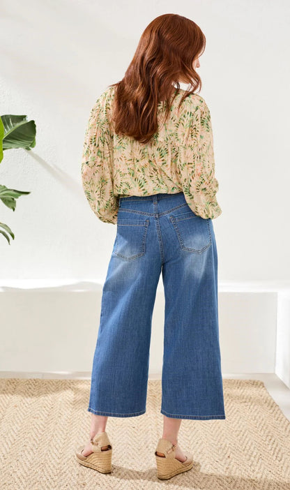 JEANS AUDREY PLEATED CROP WIDE DENIM