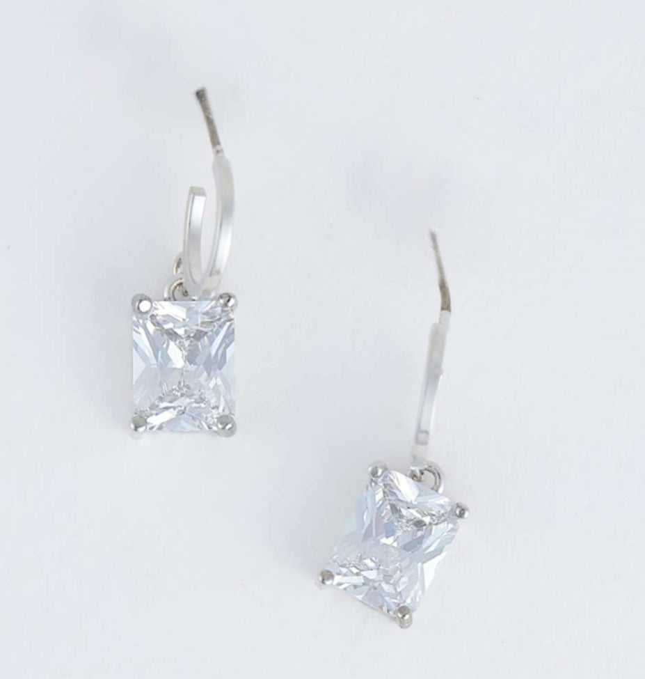 Earring Dazzler Square Gold or Silver