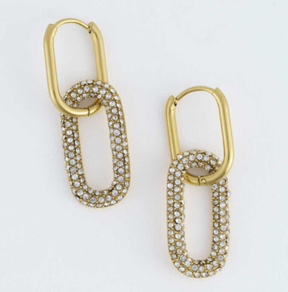 Earring Pave Hoop Gold or Silver