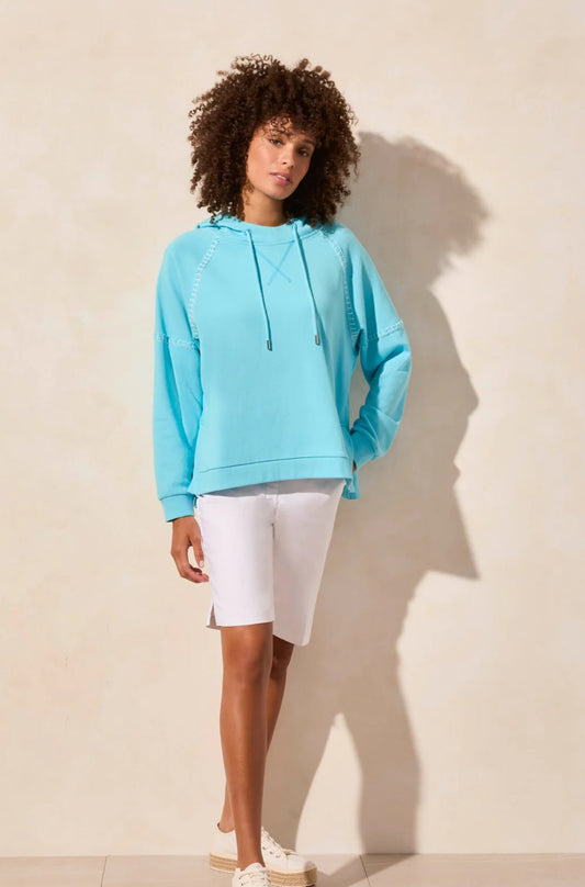 FRENCH TERRY CONTRAST-STITCH LONG-SLEEVE HOODY