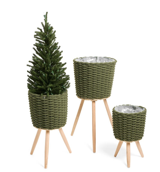 PLANTERS S/3 W/FEET COTTON ROPE GREEN (pickup in store)