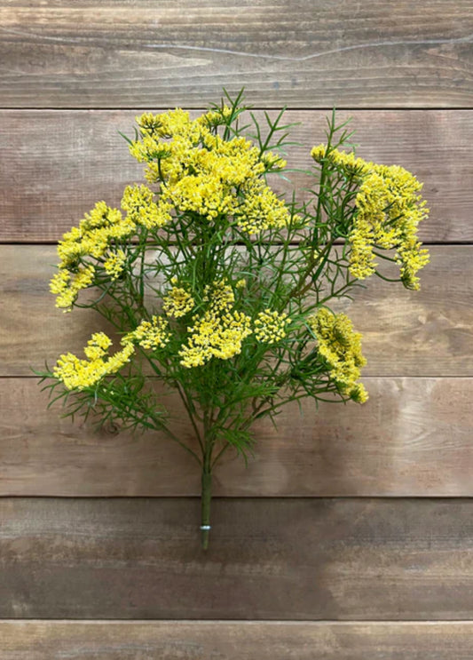 17" YELLOW QUEEN'S LACE BUSH WITH 9 STEMS