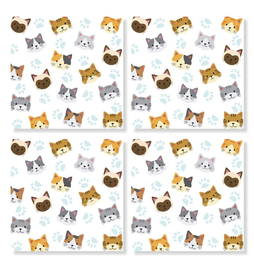 Coaster 4" Cat Pattern Set
