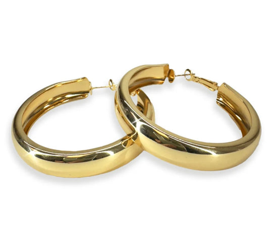 EARRING 50MM CHUNKY HOOP GOLD