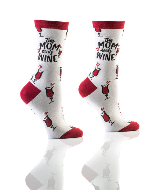 Women's Crew Sock, Mom Needs Wine