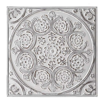 White Enamel Embossed Medallion Wall