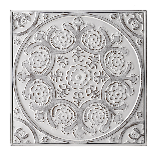 White Enamel Embossed Medallion Wall