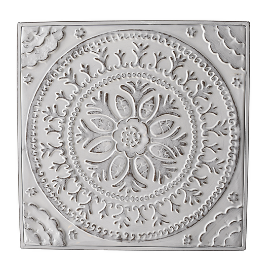 White Enamel Embossed Medallion Wall