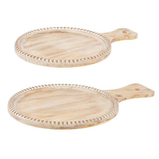 Round Beaded Edge Tray with Handle (2 pc. set),