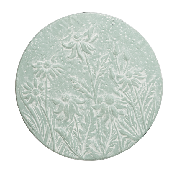 Mint & White Round Embossed Wild Flower Wall Decor