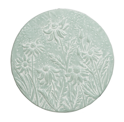 Mint & White Round Embossed Wild Flower Wall Decor